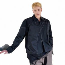 2022 printemps style coréen persalité ligne de couture irrégulière vestes de conception hommes décontracté ample court secti veste hommes, M-XL P9Z9 #