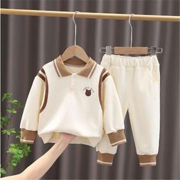 2022 Spring New Children's Sets Boys Bear Print Hoodie + Broek 2 Stuk Suit Children Sports Casual Sets Meisjes Baby Sportkleding