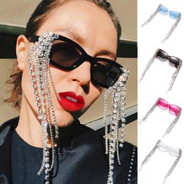 2022 vierkante kleine frame zonnebril met handwerk strass voor vrouwen jelly kleur brillen