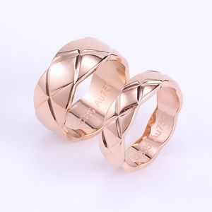 2022 acier inoxydable 18K or amour bande anneaux hommes femmes couple luxe designer bague bijoux avec timbre Saint Valentin cadeau de Noël