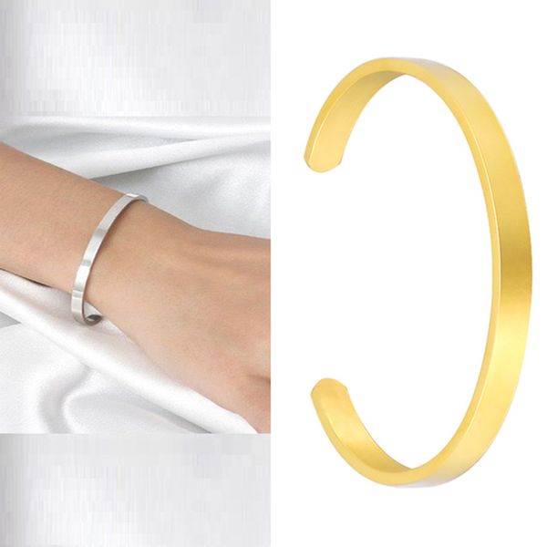2022 Bracelet en acier inoxydable en forme de C Titane Poignets Amant Bracelet Personnalisé Designer Bijoux Pour Couples Cadeaux Cadeau De Noël Femme Bijoux Africains Dubai Cuff