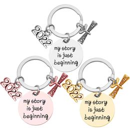 2022 Roestvrijstalen afstuderen sleutelhanger hanger My Story is net begonnen met bagage decoratie sleutelhanger Creative Graduate Cadeau