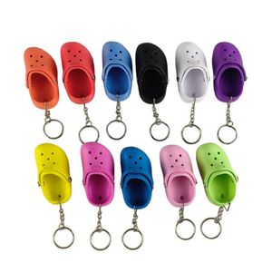 3D Mini Shoe Keychain Shoes Srocs Key Chain Clog Sandal Party Gunsten Key Chains Leuk Eva Plastic Foam Hole Sandalen Sandalen Slippers 11 kleuren