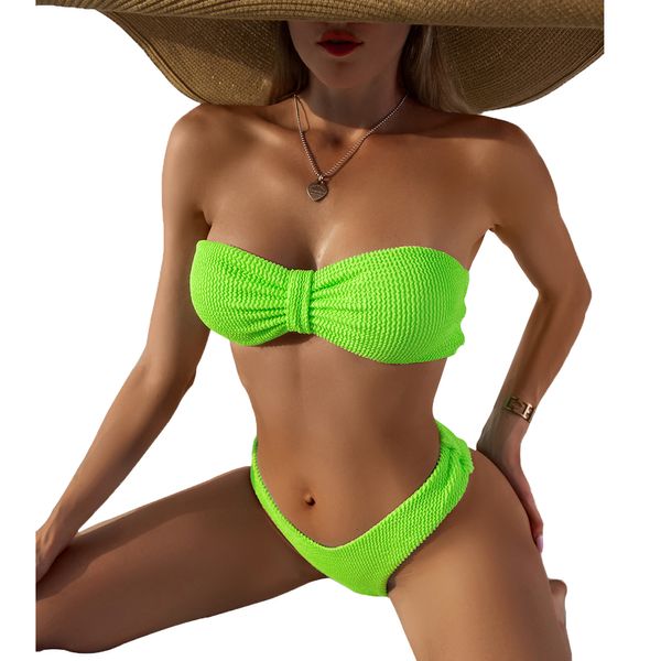 2022 Ensembles de hauts de bikini sexy sans bretelles pour femmes String Bikinis impeccable Haut de maillot de bain sexy Robe de plage Costume Femmes Séchage rapide Protection de l'environnement Dos nu