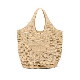 Bolso de mano hueco de paja Diseñador de moda Bolsos de compras para mujer Nuevo verano Totes de rafia Bolso de hombro tejido Bolso de playa