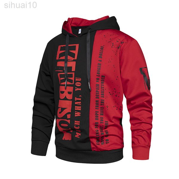 2022 ropa de calle Retro estampado gráfico rojo hombres Hip Hop sudaderas con capucha suéter ropa Vintage mujeres letras suéter con capucha ropa deportiva L220730