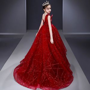 2022 Superbes perles de dentelle fleurs robes de fille de fleur à la main Fleurs de fleurs petites petites robes de mariée