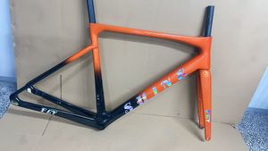 Fietsframes Disc Carbon Fiets Frameset T1100 1K Of Ud Fietsen Frame Oranje Zwart Glans Fly Fietsen Frameset Op voorraad