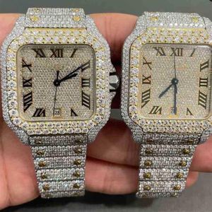 2022 Stijlvol op maat gemaakt hiphopluxe Dign Stainls Steel Iced Out Diamonds-horloge 258R