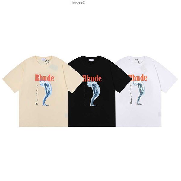 T-shirt à manches courtes pour hommes et femmes, marque de mode américaine Rhude torturé déesse Hip Hop, décontracté, été 2022, ROT8