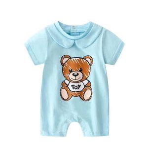 2022 été bébé garçon fille barboteuse BB nouveau-né barboteuse 100% coton vêtements à manches courtes dessin animé petit ours nouveau-né vêtements de noël