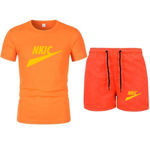 2022 Zomer Casual Mannen Sets Trainingspak Mode O-hals 100% Katoen T-shirt Shorts 2 Stuk Set Mens Merk Letter Printing Sports Wear