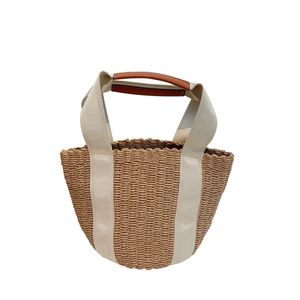 Bolso de compras tejido de paja a la moda de verano 2022, bolso de mano de viaje con cesta de hierba y verduras bordada C, bolso de playa para mujer