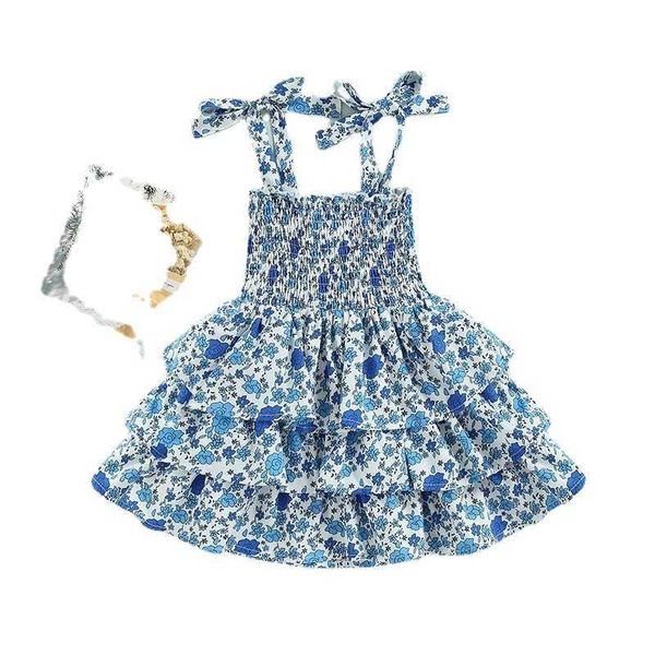 Vestido de tirantes de verano para niñas Falda de tirantes floral encantadora para niñas Falda para niños