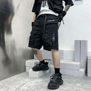 2022 Summer Hip Hop Men Tactical Functional Shorts Multi -Pockets Streetwear Short Pants Techwear Black WB789