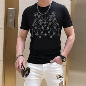 2022 été chaud diamant hommes à manches courtes T-shirt coton multicolore étoile motif homme vêtements grade concepteur décontracté été mâle t-shirts vêtements S-4XL