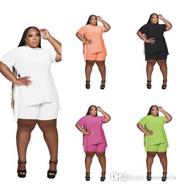 2022 Zomer grote dameskleding Sexy split riem tops en shorts tweedelig set plus size sport outfits L-5XL