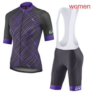 2022 Summer Liv Team Womens cyclisme à manches courtes Jersey Bib Shorts Set Ropa Ciclismo Racing Vêtements Bicycle Uniforme Bike Outdoor 261V