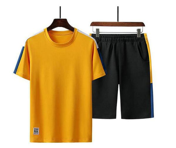 2022 sommer männer Trainingsanzüge T-Shirt Zwei Stück Set Einfarbig Sport Anzug Casual Herren Kurze Sets Mode Track Anzug kleidung
