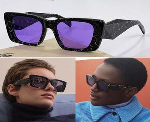 2022 Summer Men Lunettes de soleil PR 08ys Fashion Classic Catwalk Style Rectangulaire Black Frame Purple Lens Trend Trend Voyage Vacation 9181242