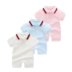 2022 Zomer Nieuwe Revers Korte Mouw Baby Romper Pasgeboren Jumpsuits Hoge Kwaliteit Designer Kinderkleding Katoen Babys One-Piece Clother