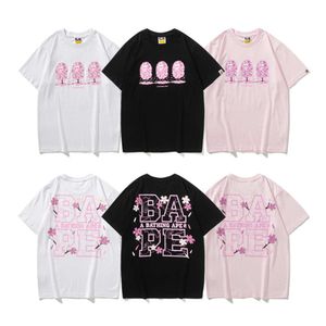 2022 zomer nieuw trendy merk Sakura Tree bedrukt heren- en damespaar T-shirt met korte mouwen