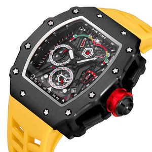 2022 Summer Pintime Fashion Top Watch Luxury Brand Yellow Silicone Strap Sports Chronograph Quartz Watch Men
