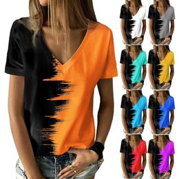 2022 Summer Plus Taille Femme Polo Coumor Color Top Outdoor Sports Casual Shirt Nouveau T-shirt féminin à manches courtes en V Colon