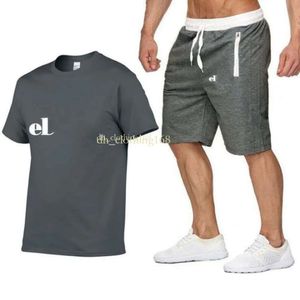 2022 Zomer Shirt + Shorts Heren Trainingspak Mannen Kraam Kraag O-hals Korte Mouwen Trui Met Casual Jogger Broek Past Homme sportsuit