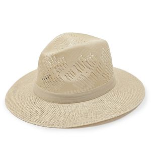 2022 Zomer Eenvoudige Zonnebrandcrème Panama Strooien Hoed Kan Stro Verpletteren Casual Ademend Mesh Strand Hoed Outdoor Reizen Visser Hoed Unisex