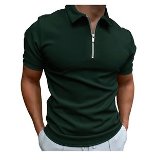 2022 verano Color sólido Golf Polos camiseta para hombres Slim Fit cremallera solapa manga corta ajuste Casual Polo camiseta SAL678151836785