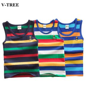 2022 Zomertank Top voor meisjes gestreepte kinderen Underbedwant Cotton Kids ondergoed Model Tiener Camisole Baby Singlets Kleding L2405