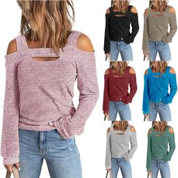 2022 Zomer Women Fashion Strapless Losse Solid Color Long Sleeve Blouse Street Ladies Casual Spring en Autumn T-Shirts