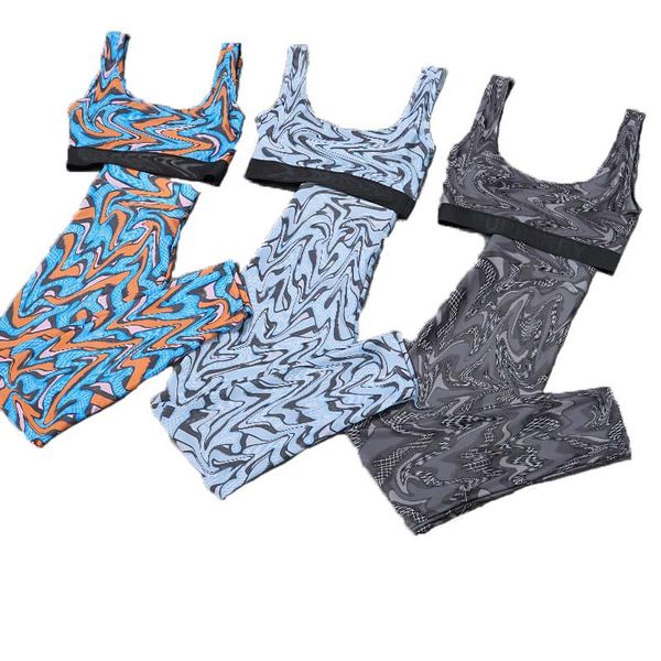 2022 Cosses de bikinis de maillot de bain pour femmes d'été Set Push Up Vest Tank Bras Top Pantals Leggings Designer Swimwear Lettres imprimées Sports Sweat Femmes Suit en gros # F1102