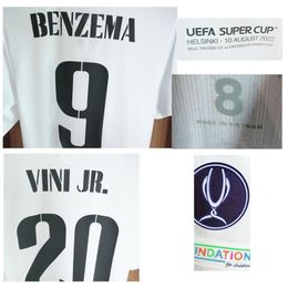 Finale Super Cup 2022 Benzema Modric Maillot American College Football Wear Kroos CASEMIRO Match Worn Player-probleem met Match Detai312D