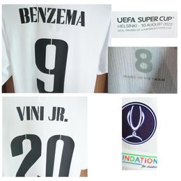 Finale de la Super Coupe 2022 Benzema Modric Maillot American College Football Wear Kroos CASEMIRO Match Worn Player Issue avec Match Detai296V