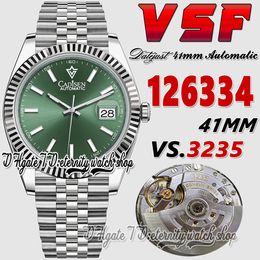 2022 SV126334 3235 VSA3235 Automatische heren Watch 41 mm Geciteerde bezel Mint Green Die Dial Stick Markers SS 904L Jubileesteel Bracelet Super Edition Eternity Watches