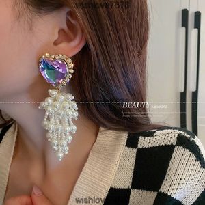 2022 doux strass coeur perle gland boucles d'oreilles pour les femmes balancent boucle d'oreille Simple coréen déclaration mariage bijoux fête cadeau