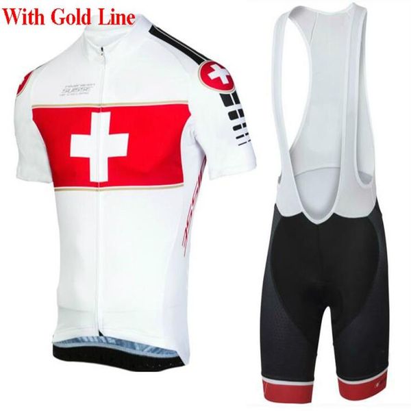 2022 Svizzera Team Pro Cycling Jersey BIKE SHORTS SET Estate MENS Mtb Abbigliamento bici Ropa Maillot Ciclismo con gel pad317U