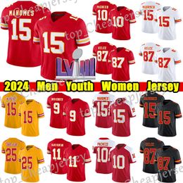 # 15 Patrick Mahomes Maillot de football # 87 Travis Kelce Chris Jones Clyde Edwards-Helaire Nick Bolton Marquez Valdes-Scantling Trent McDuffie Isiah Pacheco maillots
