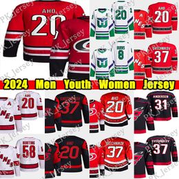 #20 Sebastian Aho Reverse Retro hockeytrui #8 Brent Burns Andrei Svechnikov Teuvo Teravainen Ron Francis Staal Seth Jarvis Jaccob Slavin Dmitry Orlov truien