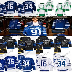 #34 Auston Matthews hockeytrui #16 Mitchell Marner William Nylander Ryan Reaves Morgan Rielly Max Domi Tyler Bertuzzi John Tavares Custom Heren Jeugd Dames truien