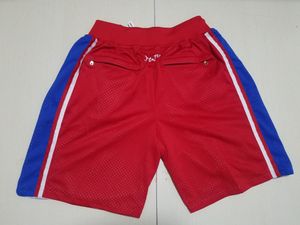 2022 Team Baseketball Shorts City 76 Red Correr Ropa deportiva con cremallera Bolsillos Tamaño S-XXL MEZCLICE PEDIDO PEDIDO Alta calidad acaba de hacer