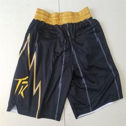 2022 Team Baseketball Shorts City Black Gold TR Abbigliamento sportivo da corsa con tasche con cerniera Taglia S-XXL Mix Match Ordine Alta qualità242g
