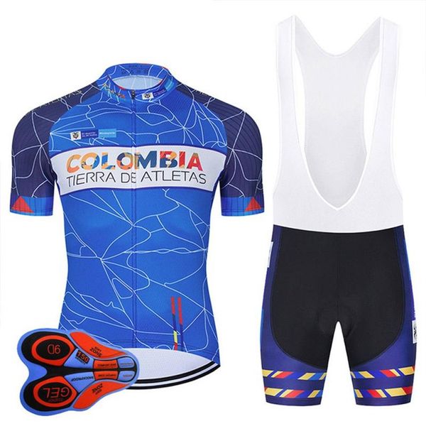 2022 Equipo Colombia Azul Pro Ciclismo Jersey 19D Gel Bike Shorts Traje MTB Ropa Ciclismo Hombre Verano Ciclismo Maillot Culotte Clothi283J