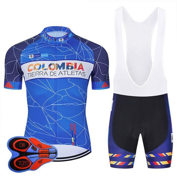 2022 Team Colombia Blue PRO Maillot de cyclisme 19D Gel Bike Shorts Costume VTT Ropa Ciclismo Hommes Été Vélo Maillot Culotte Clothi256r