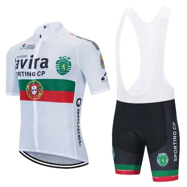 2022 Equipo Tavira Tavira Ciclismo de manga corta Jersey 19d Pantalones de almohadilla Traje para hombres MTB Pro Ciclando camisas Maillot Culotte Wear183Q