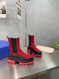 2022 De nieuwste mode Cheshire werk laarzen dikke zolen wrijven hoog en veelzijdige anti-release elastische riemen met een doos stofzakkaarten 35-41