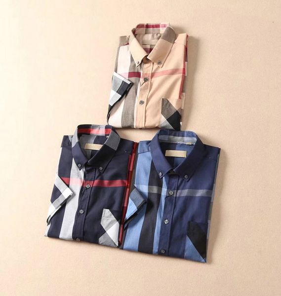 2022 The New Men's Dress Shirts Designers Menswear Fashion Society check Men Solid Color Business Casual doublure courte M-3XL