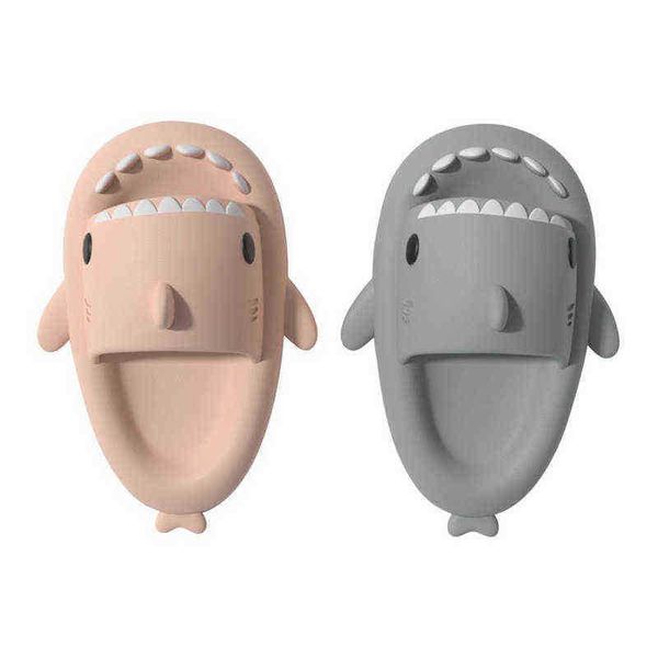 2022 Suela gruesa Lindo Tiburón Diapositivas Sandalias de mujer Zapatillas de baño para el hogar al aire libre Chanclas femeninas Nueva actualización EVA Sandalias de verano J220716
